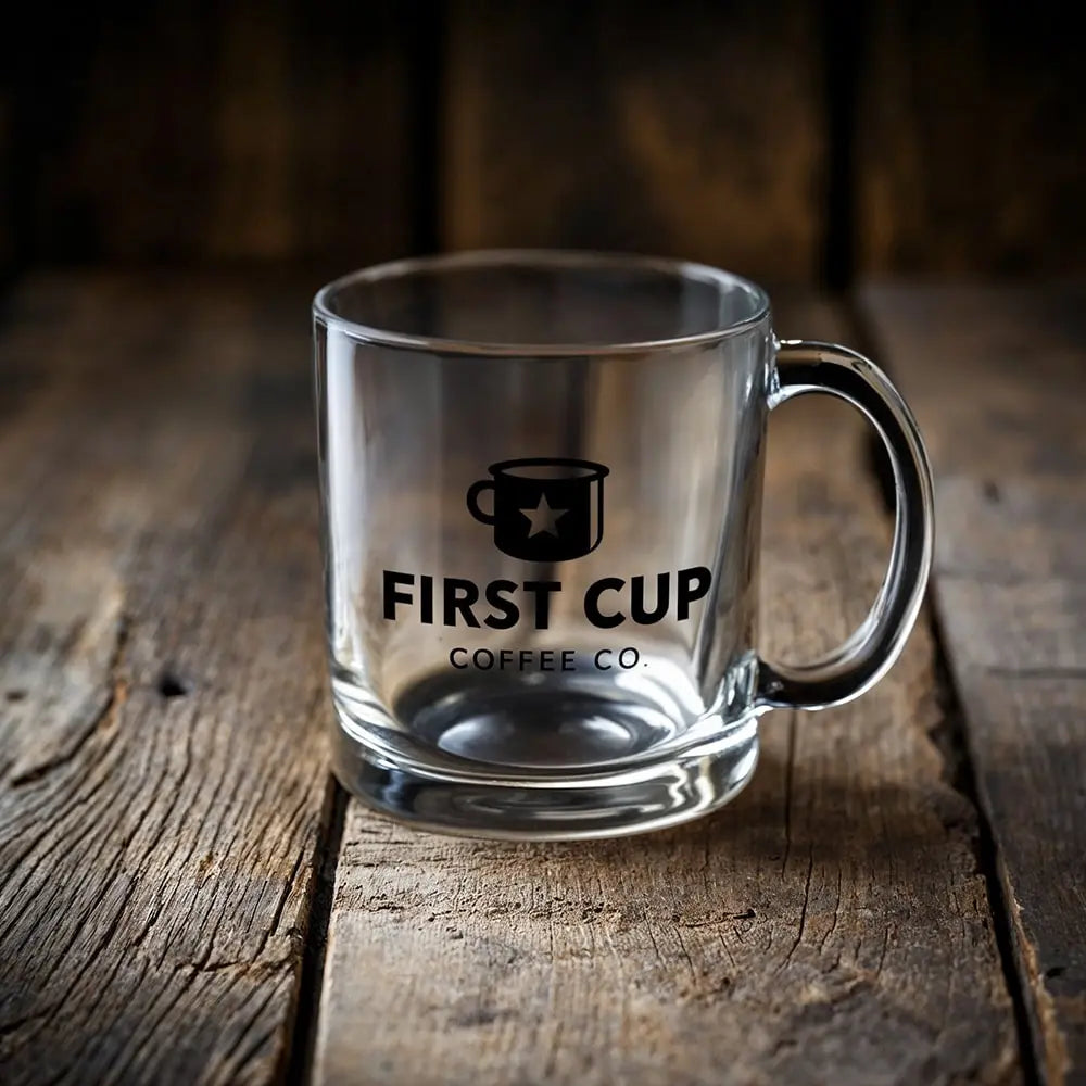 13 OZ Clear Glass First Cup Mug